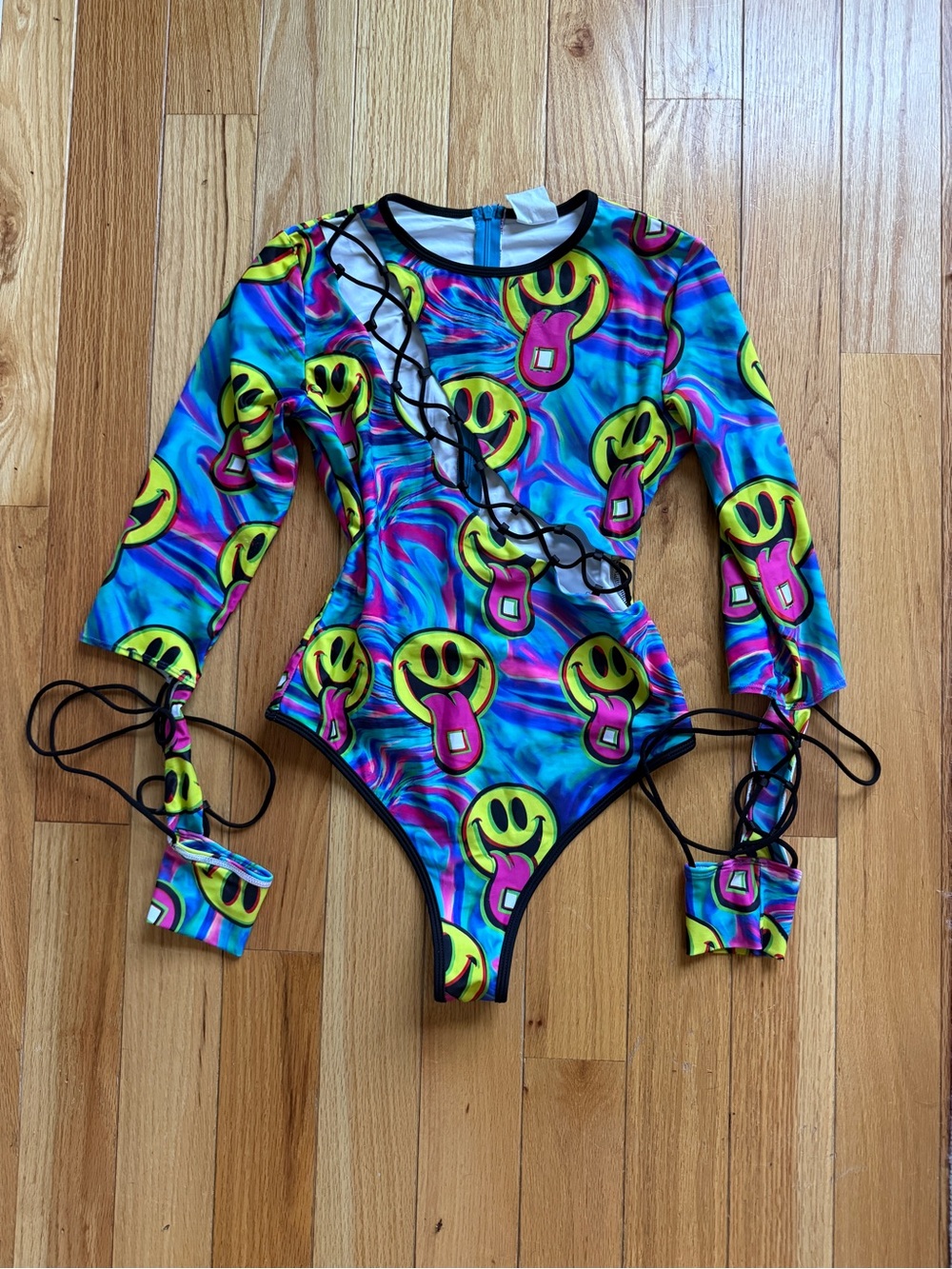 iHeartRaves Acid Smiley Happy Hour Long Sleeve Bodysuit